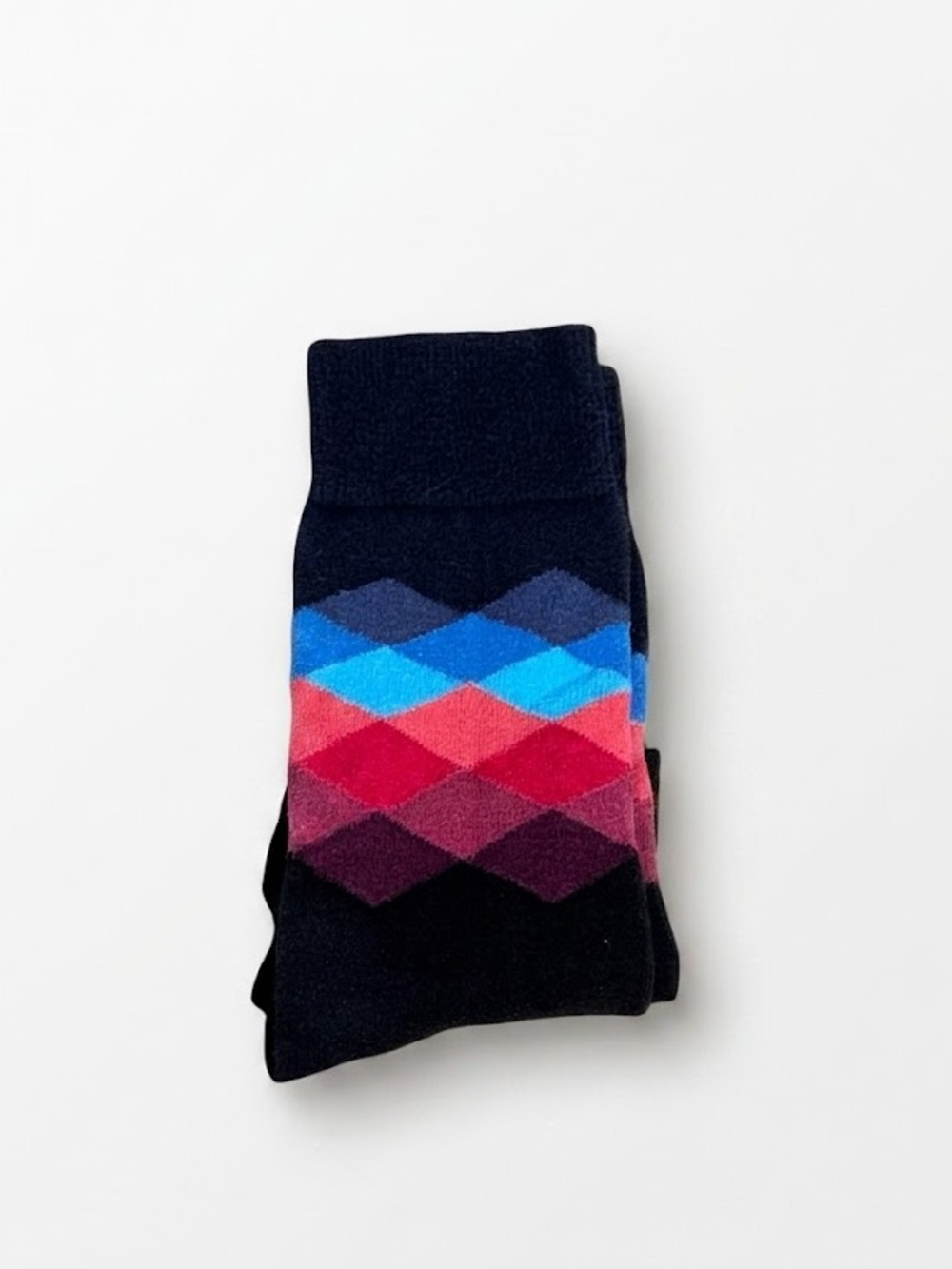 Happy Socks Unisex Colorful Argyle Crew Socks OSFM Multi-Color Blue Red Black